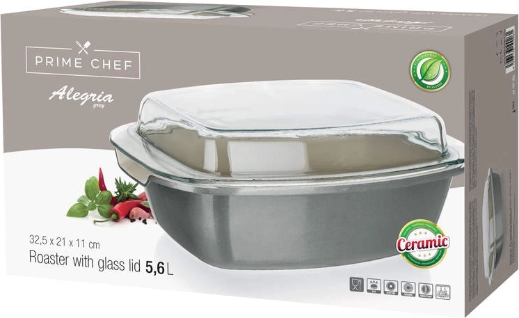cocotte Prime Chef Alegria 5,6 l avec couvercle en verre