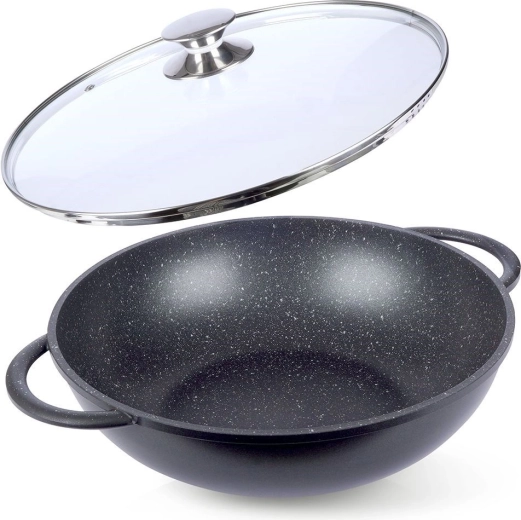 Wok en granit avec couvercle 32 cm