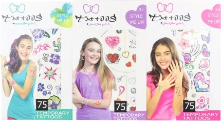 Temporary Tattoos for Girls – Set of 75 Designs