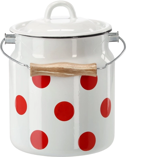 Enamel milk jug 3.3 l white with red polka dots