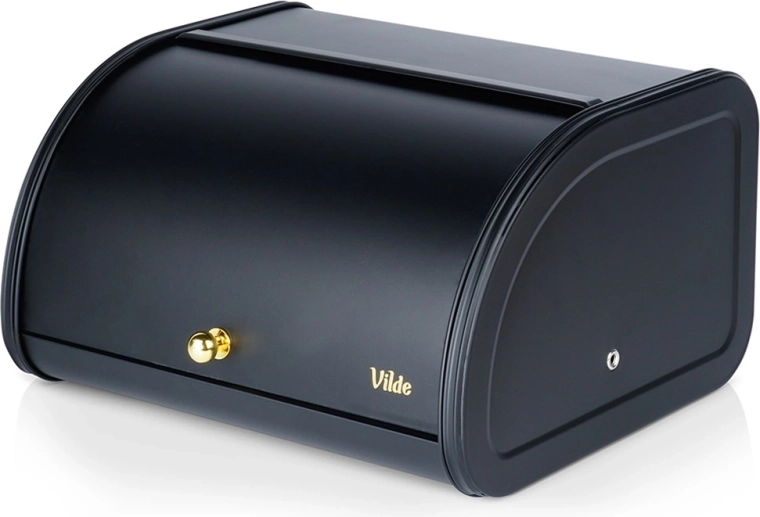 Black metal bread bin 30 × 26.5 × 17 cm