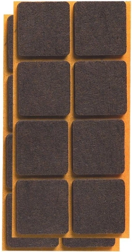 Zelfklevende viltpads voor meubels 25 × 25 mm, bruin (16 stuks)