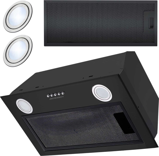 Built-in under-cabinet cooker hood 60 cm black