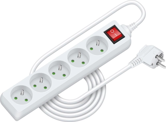 Retlux Extension Lead with Switch, 3 m, 5 Sockets