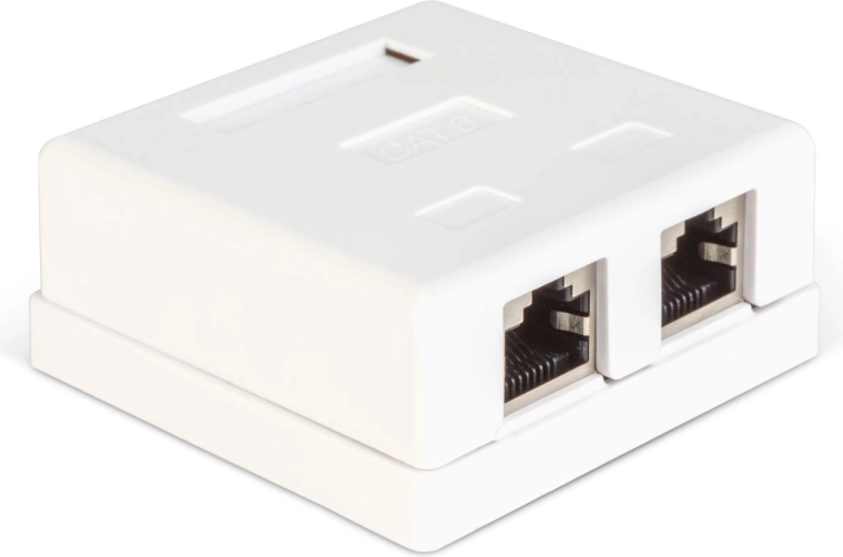 Dubbele wandcontactdoos voor netwerkaansluiting RJ45 Cat.6 FTP