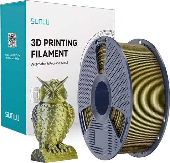 Sunlu PLA+ Silk tweekleurig filament zwart en goud