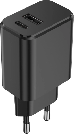 Setty Netzladegerät 20 W mit USB‑C PD und USB‑A QC, schwarz