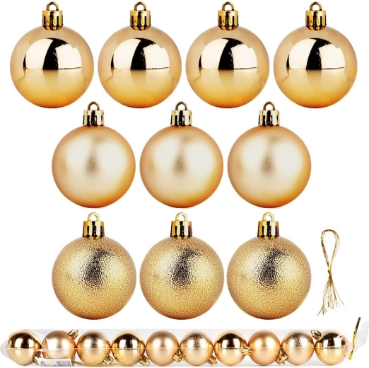 Gouden onbreekbare kerstballen 5 cm, set van 10 stuks