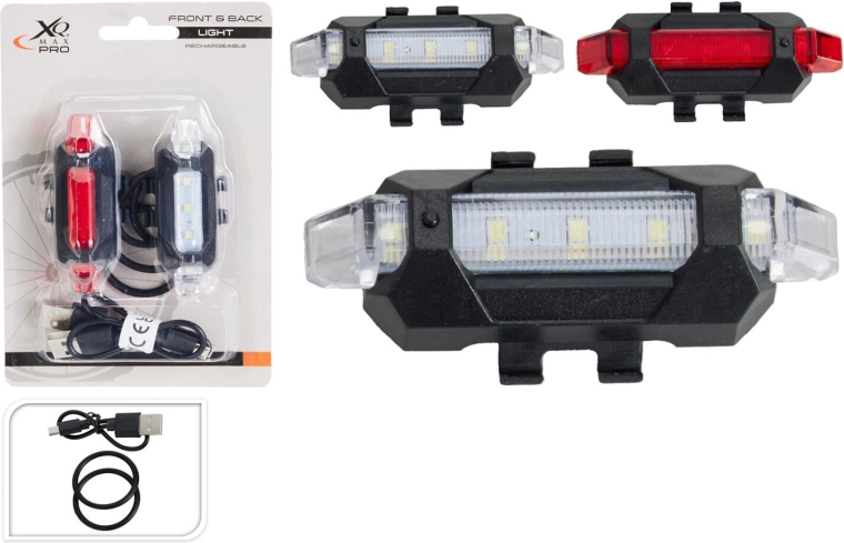 USB-set fietsverlichting – voor wit en achter rood