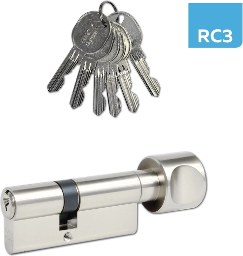 Cylindre à bouton 30/35, 6 clés, nickel, classe RC3 RICHTER