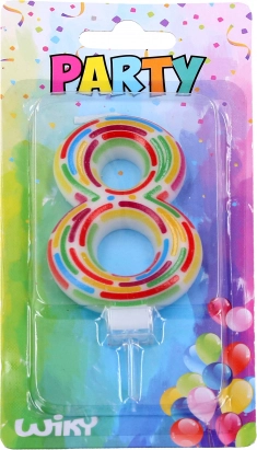 Party cake candle number 8 with stand
