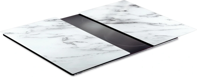 Vilde glazen snijplanken en kookplaatafdekking wit marmer 2 stuks 60 × 52 cm
