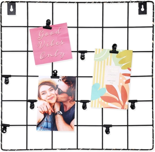 Zwarte metalen fotogrid met LED-verlichting 36 × 36 cm - 1 stuk