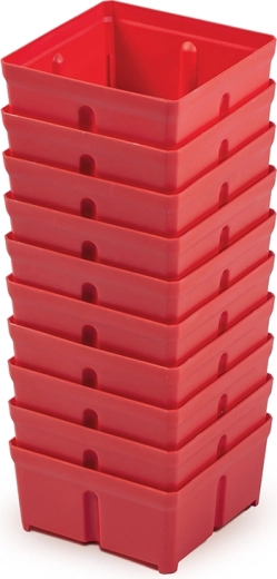 Set of plastic tool boxes, red, 10 pcs (10.5 × 10.5 × 5 cm)