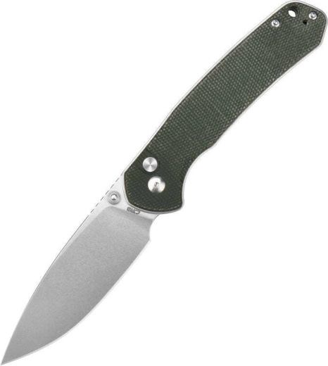 CJRB Large Pyrite groene zakmes 9,4 cm, stonewash, Micarta