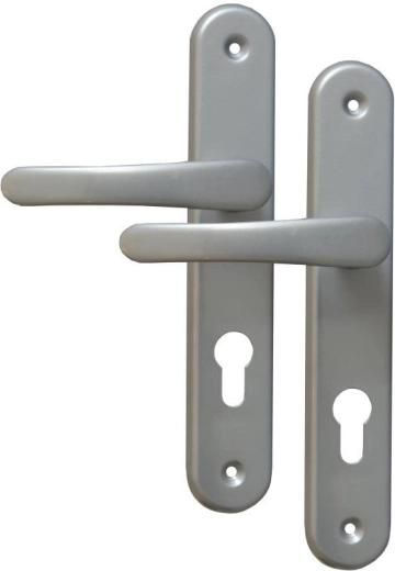 MICHAELA Door Hardware, handle with key, 72 mm spacing, silver
