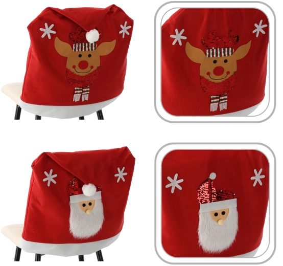 Weihnachts-Stuhlüberzug für die Rückenlehne, Motiv-Mix – 1 Stück