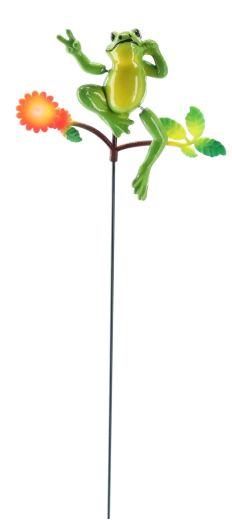 Tuinornament op een stok kikker 50 cm
