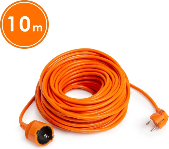 Oranje verlengkabel van 10 m met Schuko-contactdoos