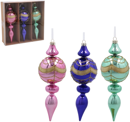 Set van plastic kerstsparpieken 17 cm – mix van kleuren, 3 stuks