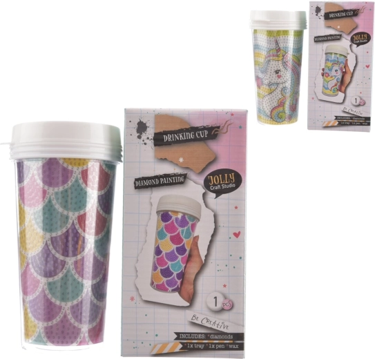 Plastic fles met diamantpaintingsmotief
