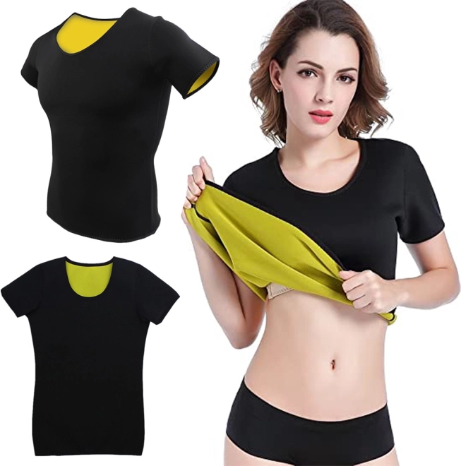 Dames neopreen fitness T-shirt met korte mouwen – XL