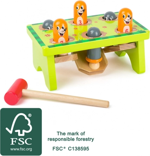 Hamerspel SMALL FOOT Mollentjes van FSC-hout