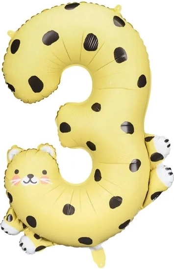 Foil balloon number 3 - Cheetah 68 x 98 cm