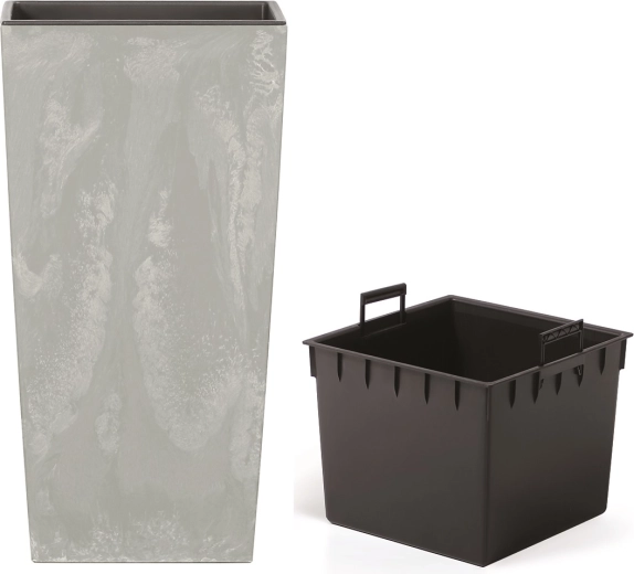 Jardinière Urbi Square effet béton avec insert 40 × 40 × 75 cm gris