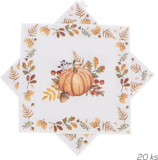 Papierservietten Herbst mit Kürbis-Motiv 33 × 33 cm (20 Stk.)