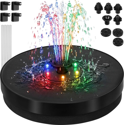 Gardlov Solar Floating Garden Fountain with RGB LED Lighting