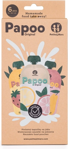 Hergebruikbare voedselzakjes PETITE&MARS Papoo Original, 6 stuks