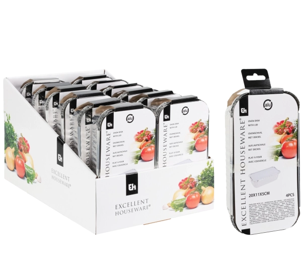 Ensemble de récipients en aluminium avec couvercles, 4 pièces