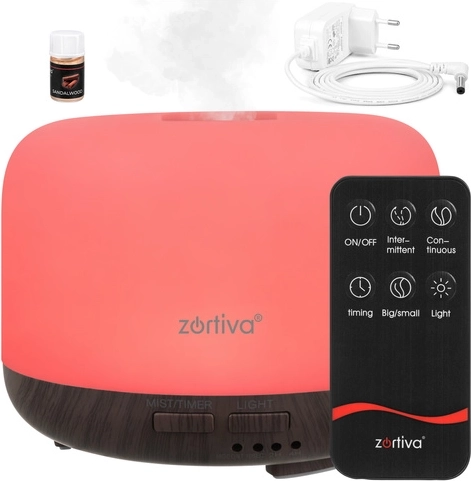 Zortiva Ultraschall-Aromadiffusor und Luftbefeuchter mit LED-Beleuchtung und Fernbedienung - 1 Stück