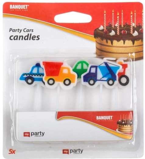 Car-Themed Birthday Cake Candles, 5 pcs