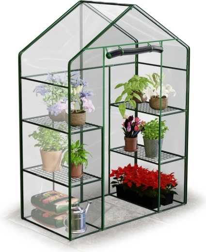 Garten-Foliengewächshaus mit zwei Regalen 195 × 140 × 70 cm Plonos