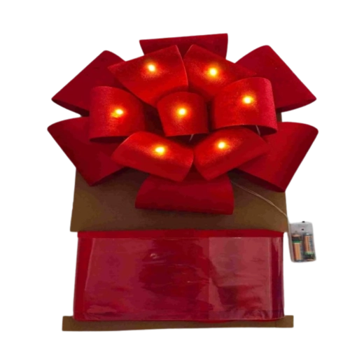 Christmas decorative door bow with LED lighting 40 × 40 cm, red