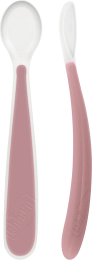Chicco siliconen lepel Soft roze 2 stuks, 6m+