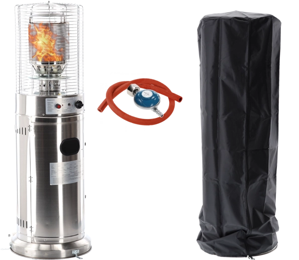 Chauffage de terrasse à gaz en acier inoxydable 136 cm – compact
