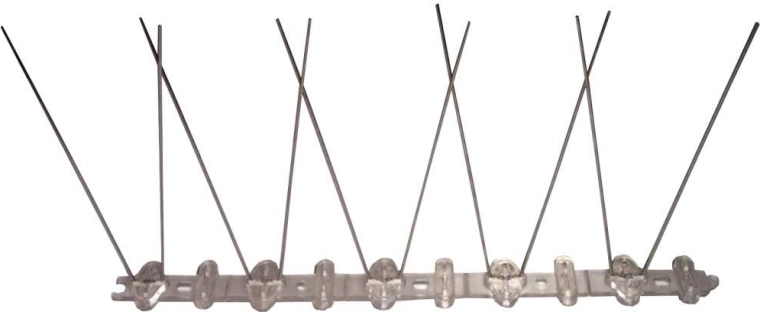 Anti-pigeon spikes, 25 × 11 cm, plastic and stainless steel, 10 spikes