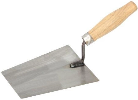 Truelle de maçon en acier meulé 180 × 130 mm avec manche en bois