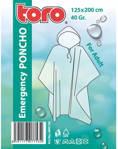 Poncho regenjas voor volwassenen Toro