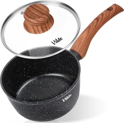 Steelpan met granieten antiaanbaklaag met glazen deksel 16 cm, 1,2 l