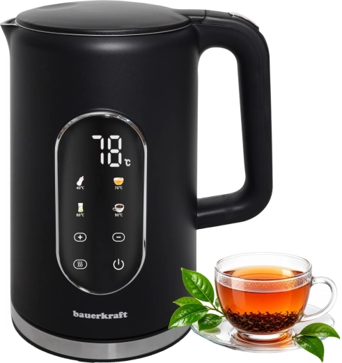 Bauerkraft cordless electric kettle 1.7 L black with temperature control