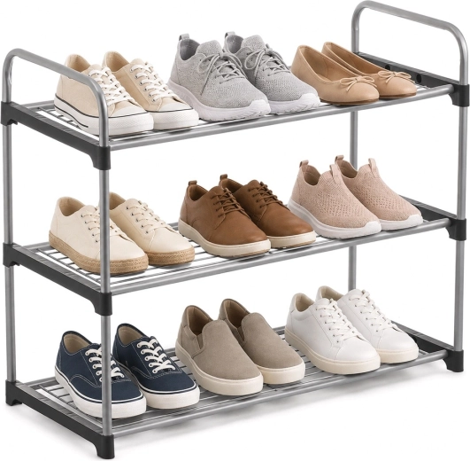 Orion metal shoe rack with three shelves