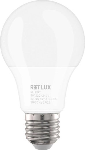 Ampoule LED RETLUX RLL 603 A60 E27 9 W blanc chaud