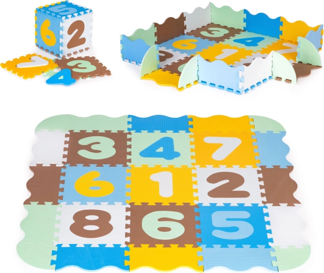 Educational foam puzzle mat with playpen for kids