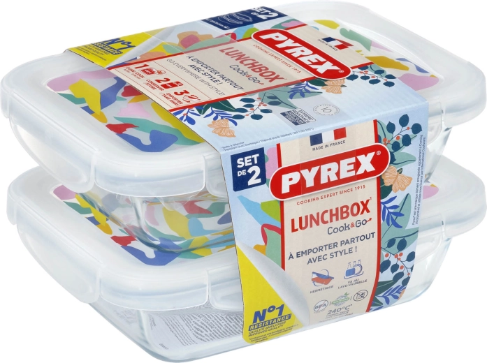 Set rechteckiger Glasdosen PYREX 2 × 0,8 l