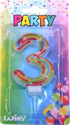 Bougie de fête numéro 3 à rayures