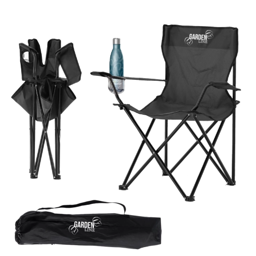 Opvouwbare camping- en visstoel, zwart 50 × 50 × 80 cm